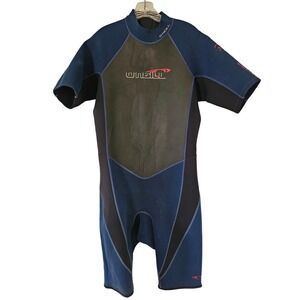 O'Niell Wetsuit Men's XL Reactor Style 1514 Black Blue Short Sleeve Leg